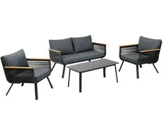 Home4You Lauko baldų komplektas MALAGA stalas, sofa ir 2 kėdės