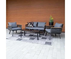 Home4You Lauko baldų komplektas MALAGA stalas, sofa ir 2 kėdės
