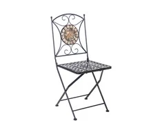 Lauko baldų komplektas Home4You Sodo baldų komplektas MOSAIC stalas ir 4 kėdės (38665), metalinis rėmas, spalva: juoda