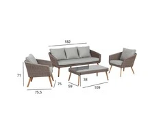 Home4You Lauko baldų komplektas NORWAY staliukas, sofa, 2 kėdės