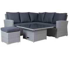 Home4You Lauko baldų komplektas SAMUEL Stalas, kampinė sofa ir pufas