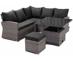 Home4You Lauko baldų komplektas SAMUEL Stalas, kampinė sofa ir pufas