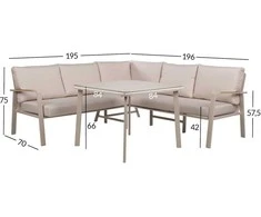 Home4You Lauko baldų komplektas UPLAND Stalas ir kampinė sofa Smėlio