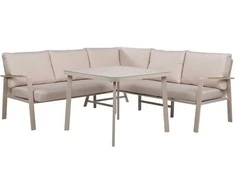 Home4You Lauko baldų komplektas UPLAND Stalas ir kampinė sofa Smėlio