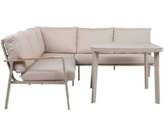 Home4You Lauko baldų komplektas UPLAND Stalas ir kampinė sofa Smėlio