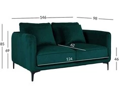 Home4You Sofa BIANKA Dvivietė, Žalia