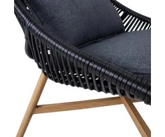 Home4You Lauko baldų komplektas HELSINKI, sofa, 2 kėdės ir 2 stalai, rėmas: aliuminis su plastikinių vytelių apdaila, spalva: juoda