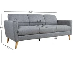 Home4You Sofa KAILI 3-vietė, pilka