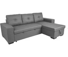 Home4You Kampinė sofa-lova CARITA, tamsiai pilka