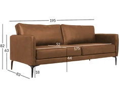 Home4You Sofa SOFIA 3-vietė, ruda