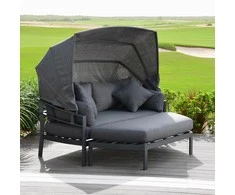 Lauko baldų komplektas Home4You Sofa TOMSON su stogeliu, tamsiai pilka