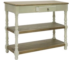 TV staliukas Home4You Šoninis staliukas SAMIRA, 97x35x80,5 cm, stalviršis: MDF plokštė, rėmas ir kojos: uosio mediena, spalva: sendinta balta/ruda