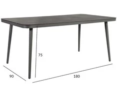 Home4You Lauko stalas ANDROS, 180x90xH75 cm, stalviršis: 5 mm stiklas, spalva: akmenų pilkumo, rėmas ir kojos: aliuminis, spalva: pilka