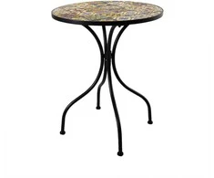 Home4You Stalas MOROCCO D60xH71cm, rėmas: metalinis, juodas, stalviršis: spalvotas, su mozaikos motyvais