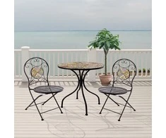 Home4You Stalas MOROCCO D60xH71cm, rėmas: metalinis, juodas, stalviršis: spalvotas, su mozaikos motyvais