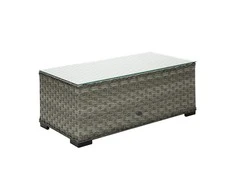 Home4You Lauko staliukas GENEVA,105x51xH39cm, stalviršis: 5mm skaidrus stiklas, rėmas: aliumininis su plastikinių vytelių apdaila, spalva: pilka