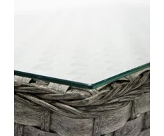 Home4You Lauko staliukas GENEVA,105x51xH39cm, stalviršis: 5mm skaidrus stiklas, rėmas: aliumininis su plastikinių vytelių apdaila, spalva: pilka