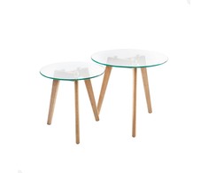 Home4You Kavos staliukų rinkinys HELENA 2vnt. D50xH45cm D40xH40cm