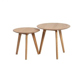 Fotelis Home4You Kavos staliukų rinkinys HELENA 2vnt. D50xH45cm D40xH40cm Ąžuolo