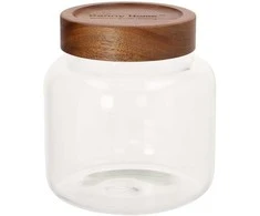 Home4You Stiklinis indas RIVA D13xA14cm 1300ml akacijos medienos su dangteliu