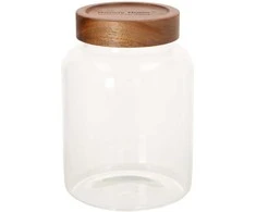 Home4You Stiklinis indas RIVA D13xA19cm 1930ml akacijos medienos su dangteliu
