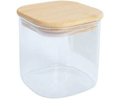 Home4You Bamboo Sandėliavimo indelis JAR 10x10xH10cm 800ml su bambukiniu dangteliu, stiklas