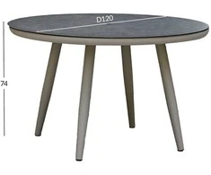 Home4you Lauko stalas SILVA D120xH75cm Pilka/Smėlio spalva
