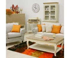 Home4You Kosmetinis staliukas SAMIRA, 80x48x101 cm, spalva: sendinta balta/ruda