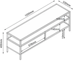 Home4You TV staliukas HEDVIG 120x33xH40cm, uosis/juodas
