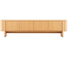 Home4You TV unit MORBEN 202.5x42xH50cm, melamine with oak decor