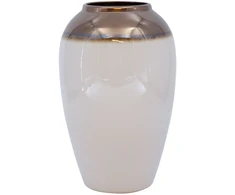 Vaza „TITAN STONE“, D17 x H27 cm, balta/auksinė