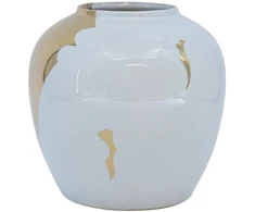 Home4You Vase TITAN STONE D20xH18cm, baltas/golden river