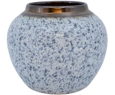 Vaza „TITAN STONE“, D20 x H18 cm, balta su juodais lašeliais
