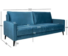 Home4You Sofa-lova ANNA su daiktadėže Melsvai žalias aksomas