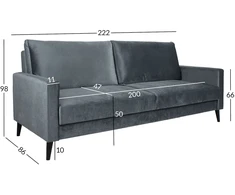 Home4You Sofa-lova ANNA su daiktadėže Pilkas aksomas