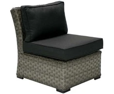 Lauko baldų komplektas Home4You Vienvietė modulinės sofos GENEVA dalis su pagalvėlėmis, 81x62xH78cm, rėmas: aliumininis su plastikinių vytelių apdaila, spalva: pilka