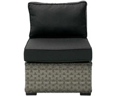 Lauko baldų komplektas Home4You Vienvietė modulinės sofos GENEVA dalis su pagalvėlėmis, 81x62xH78cm, rėmas: aliumininis su plastikinių vytelių apdaila, spalva: pilka