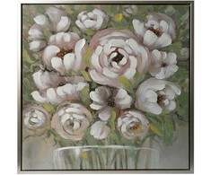 Sienų meno kūrinys WALLY 60x60cm, baltos gėlės