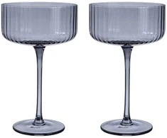 Home4You Vyno taurės DOLCE 2 vnt., aukštis 17 cm, pilkos