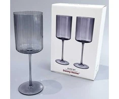 Home4You Vyno taurės DOLCE 2 vnt., aukštis 23,3 cm, pilkos