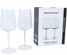Home4You Vyno taurės 2vnt STRIPE POLAR H23,7cm 550ml, skaidrus stiklas