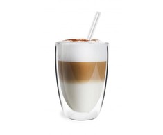 Vialli Design Puodelių dvigubomis sienelėmis su šiaudeliais rinkinys 6vnt. 350ml Vita 6865