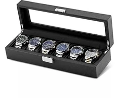 Laikrodis Julman Laikrodžio saugojimo dėžutė PU Leather/ PU Carbon 6