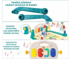 Kūdikių žaidimų kilimėlis su pianinu ir žaislais