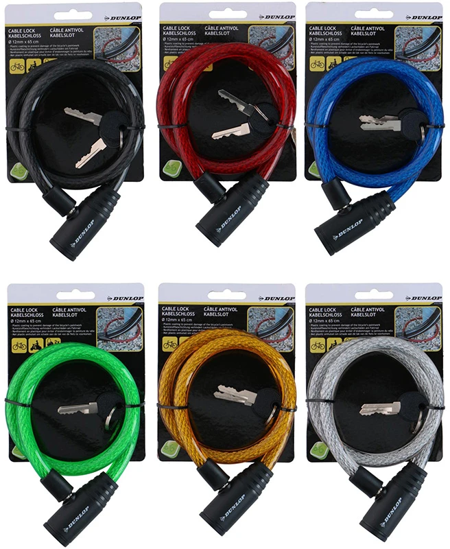 Dunlop - Spiral key bicycle lock 65 cm (mėlynas)