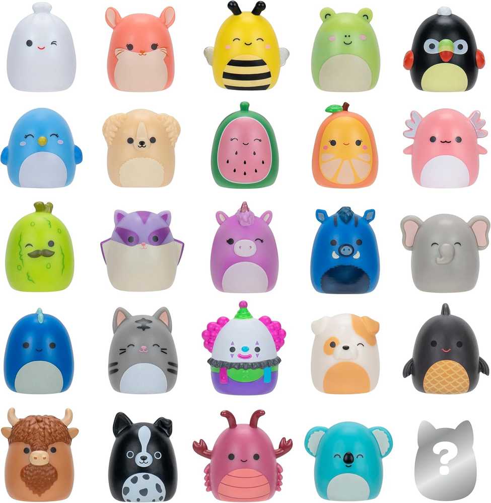 SQUISHMALLOWS SQUISH-A-LONGS kolekcinės figūrėlės, 25 vnt., 2,5 cm aprašymas - Prekės nuotrauka