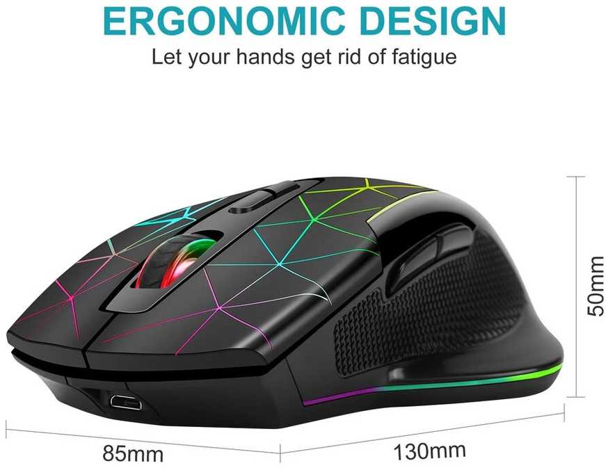 RGB žaidimų pelė, belaidė, 7 spalvos