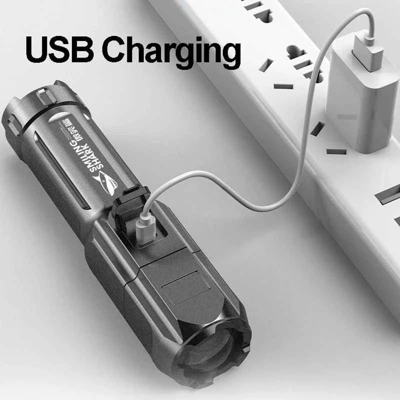 Taktinis LED prožektorius, pakraunamas USB