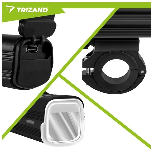 1000 lm LED dviračio žibintas + „Trizand“ galinis žibintas