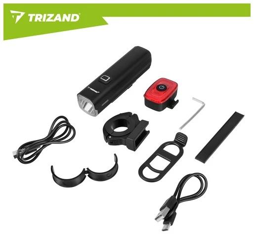 1000 lm LED dviračio žibintas + „Trizand“ galinis žibintas